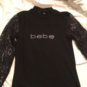 Bebe black lace long sleeve shirt